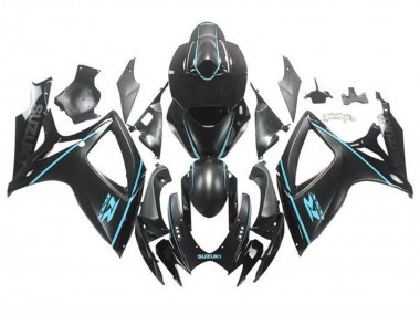 2006-2007 Matte Black Turquoise Blue Suzuki GSXR 600 / GSXR 750 Motorcycle Fairings