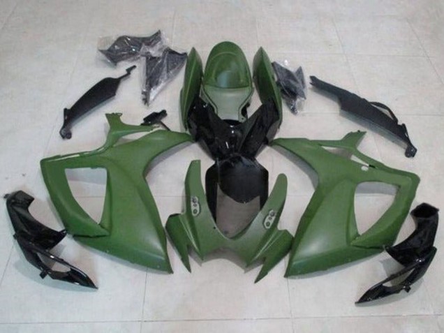 2006-2007 Army Green Glossy Black Suzuki GSXR 600 / GSXR 750 Motorcycle Fairings