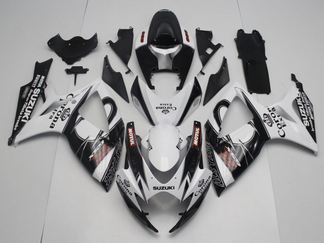 2006-2007 White Black Red Corona Extra Motul Alstare Suzuki GSXR 600 / GSXR 750 Motorcycle Fairings