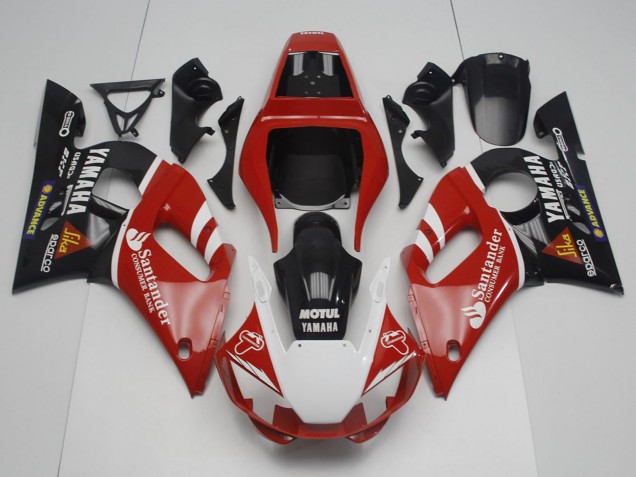 1998-2002 Red White Black Motul Santander Yamaha YZF R6 Motorcycle Fairings