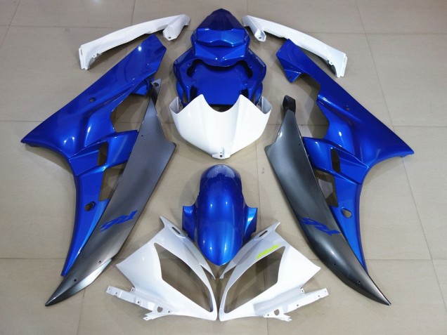 2006-2007 White Blue Matte Black Yamaha YZF R6 Motorcycle Fairings