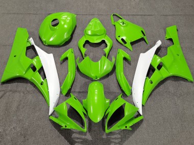 2006-2007 Green White Yamaha YZF R6 Motorcycle Fairings