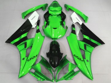 2006-2007 White Green Glossy Black Yamaha YZF R6 Motorcycle Fairings
