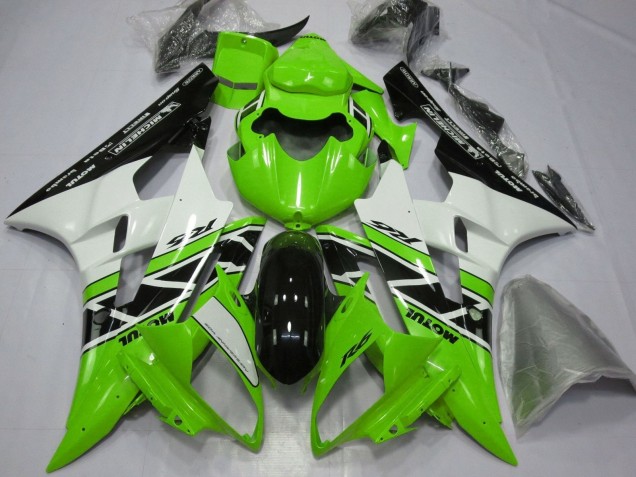 2006-2007 Green White Glossy Black Yamaha YZF R6 Motorcycle Fairings