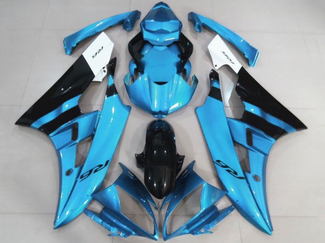 2006-2007 White Light Blue Black Yamaha YZF R6 Motorcycle Fairings