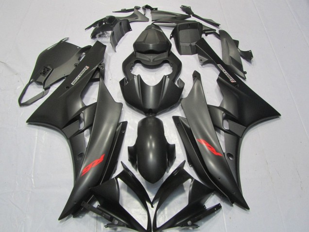 2006-2007 Matte Black Red Decals Yamaha YZF R6 Motorcycle Fairings