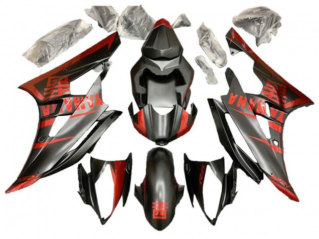 2006-2007 Red Matte Black Yamaha YZF R6 Motorcycle Fairing
