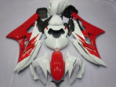 2006-2007 White Red Yamaha YZF R6 Motorcycle Fairing