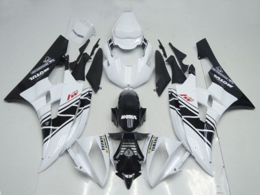 2006-2007 White Glossy Black Motul Michelin Yamaha YZF R6 Motorcycle Fairings