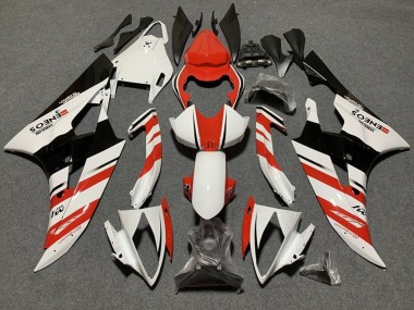 2006-2007 White Orange Glossy Black Stripe Yamaha YZF R6 Motorcycle Fairings