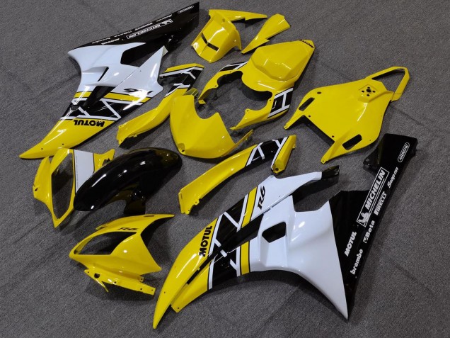2006-2007 Yellow White Glossy Black Motul Michelin Yamaha YZF R6 Motorcycle Fairings