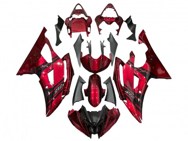 2008-2016 Red Black Stripe Yamaha YZF R6 Motorcycle Fairings