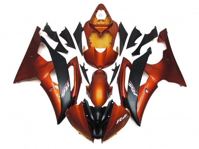 2008-2016 Orange Matte Black Yamaha YZF R6 Motorcycle Fairings