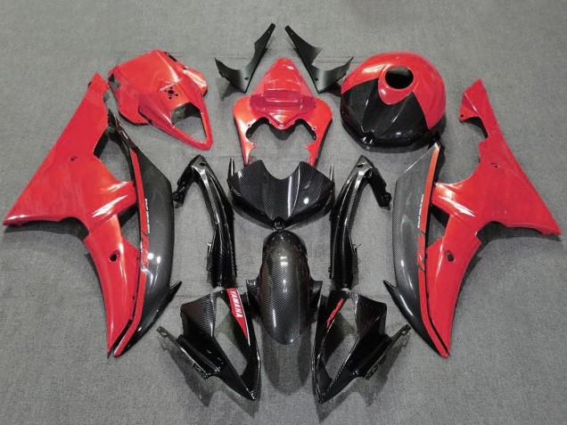 2008-2016 Red Black Carbon Fiber Style Yamaha YZF R6 Motorcycle Fairings
