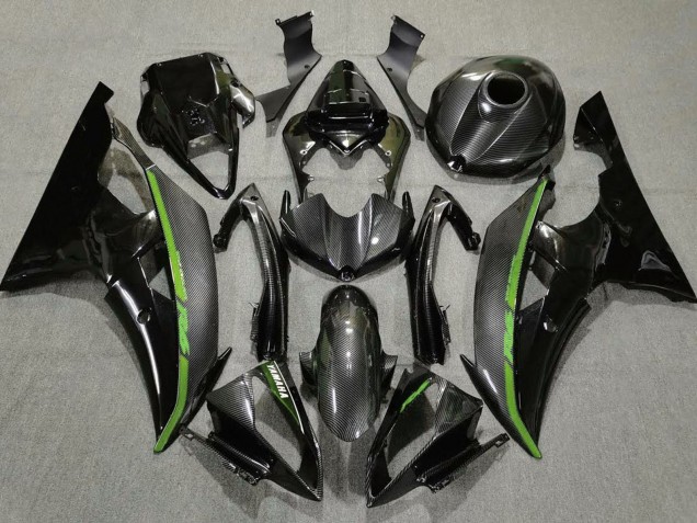 2008-2016 Black Carbon Fiber Style Green Yamaha YZF R6 Motorcycle Fairings