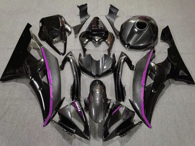 2008-2016 Black Carbon Fiber Style Purple Yamaha YZF R6 Motorcycle Fairings