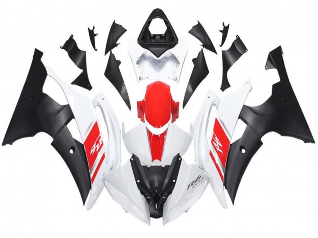 2008-2016 White Red Matte Black Yamaha YZF R6 Motorcycle Fairing