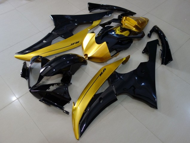 2008-2016 Gold Glossy Black Yamaha YZF R6 Motorcycle Fairings