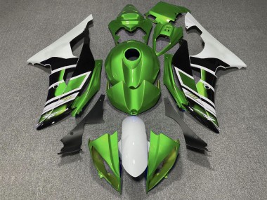 2008-2016 White Green Glossy Black Stripe Yamaha YZF R6 Motorcycle Fairings