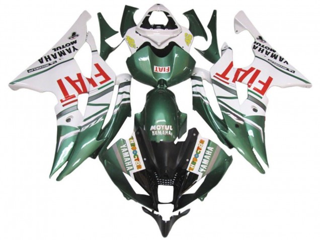 2008-2016 White Green Red Fiat Yamaha YZF R6 Motorcycle Fairings