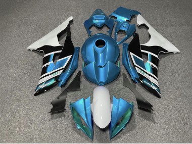 2008-2016 White Blue Black Stripe Yamaha YZF R6 Motorcycle Fairings