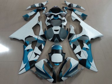 2008-2016 White Blue Grey Black Camouflage Yamaha YZF R6 Motorcycle Fairing
