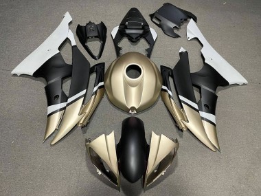 2008-2016 White Gold Matte Black Yamaha YZF R6 Motorcycle Fairings