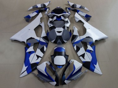 2008-2016 White Blue Grey Camouflage Yamaha YZF R6 Motorcycle Fairings