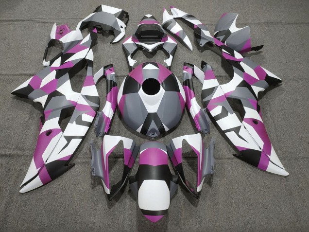 2008-2016 White Pink Grey Black Camouflage Yamaha YZF R6 Motorcycle Fairings