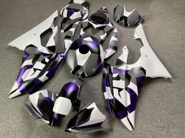 2008-2016 White Purple Grey Black Camouflage Yamaha YZF R6 Motorcycle Fairings