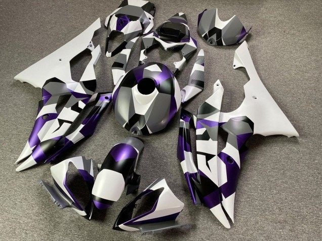 2008-2016 White Purple Grey Black Camouflage Yamaha YZF R6 Motorcycle Fairings