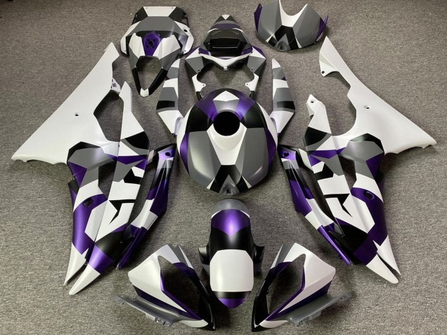2008-2016 White Purple Grey Black Camouflage Yamaha YZF R6 Motorcycle Fairings