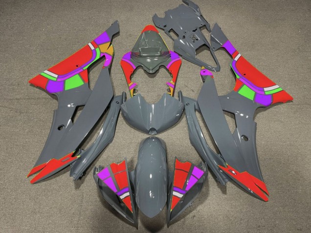 2008-2016 Nardo Grey Red Color Wheel Yamaha YZF R6 Motorcycle Fairings