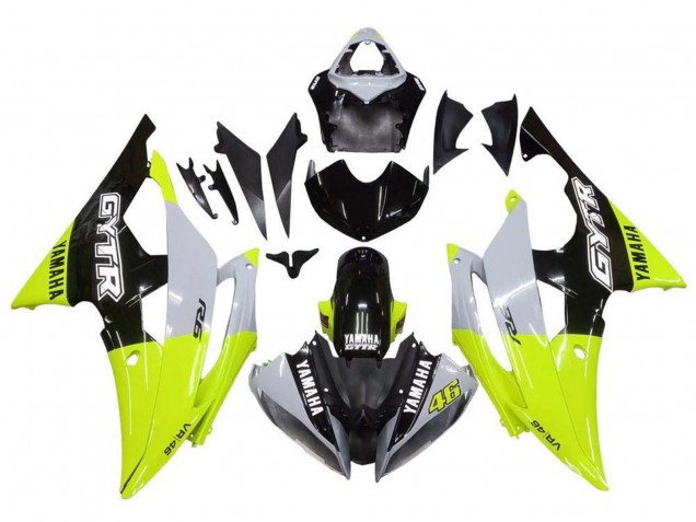2008-2016 White Green Glossy Black GYTR Yamaha YZF R6 Motorcycle Fairings