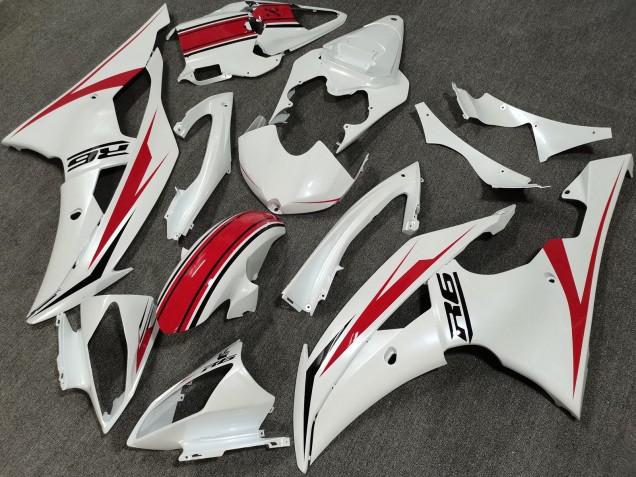 2008-2016 Pearl White Red Yamaha YZF R6 Bike Fairings