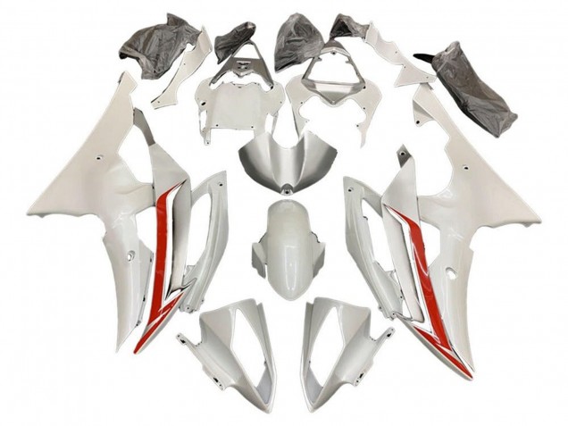 2008-2016 Pearl White Red Yamaha YZF R6 Motorcycle Fairing Kits