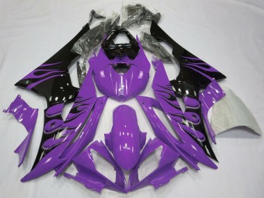 2008-2016 Purple Glossy Black Flame Yamaha YZF R6 Motorcycle Fairings