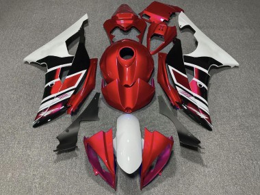 2008-2016 White Red Glossy Black Stripe Yamaha YZF R6 Motorcycle Fairings