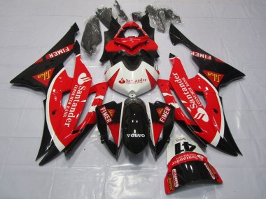 2008-2016 White Red Black Santander Yamaha YZF R6 Motorcycle Fairings