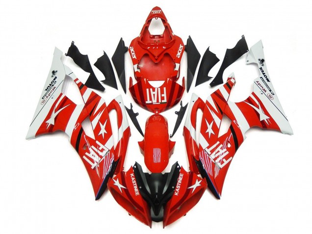 2008-2016 White Red Black Fiat Yamaha YZF R6 Motorcycle Fairings