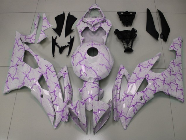 2008-2016 White Purple Lightning Yamaha YZF R6 Motorcycle Fairings
