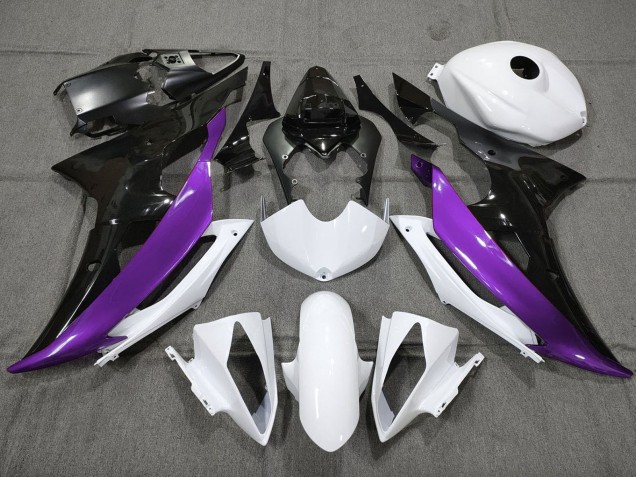 2008-2016 White Purple Glossy Black Yamaha YZF R6 Motorcycle Fairings