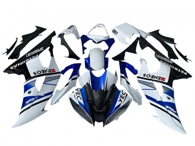 2008-2016 White Blue Black YEC ENEOS Petronas Semakin Didepan Yamaha YZF R6 Motorcycle Fairings