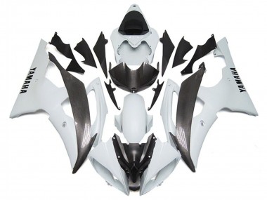 2008-2016 White Faux Carbon Fiber Style Yamaha YZF R6 Motorcycle Fairings
