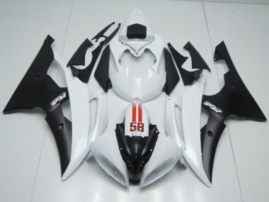2008-2016 White Red Matte Black 58 Yamaha YZF R6 Motorcycle Fairings