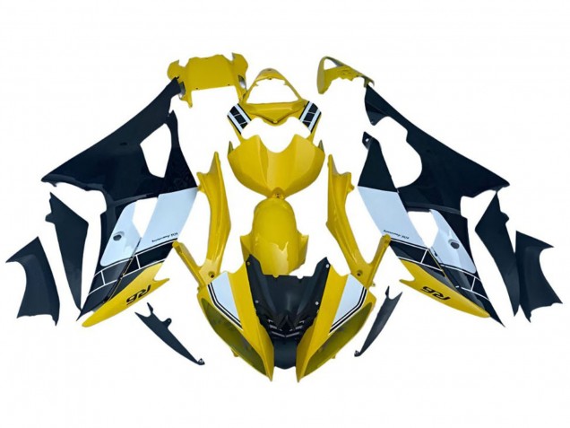 2008-2016 Yellow White Black Stripe Yamaha YZF R6 Motorcycle Fairings
