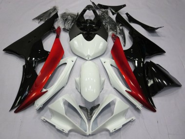 2008-2016 White Red Glossy Black Yamaha YZF R6 Motorcycle Fairings