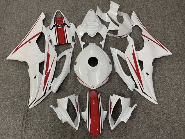 2008-2016 Pearl White Red Yamaha YZF R6 Motorcycle Fairing