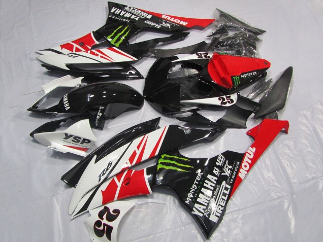 2008-2016 White Red Glossy Black Green Monster 25 Yamaha YZF R6 Motorcycle Fairings