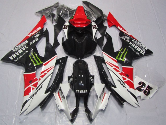 2008-2016 White Red Glossy Black Green Monster 25 Yamaha YZF R6 Motorcycle Fairings